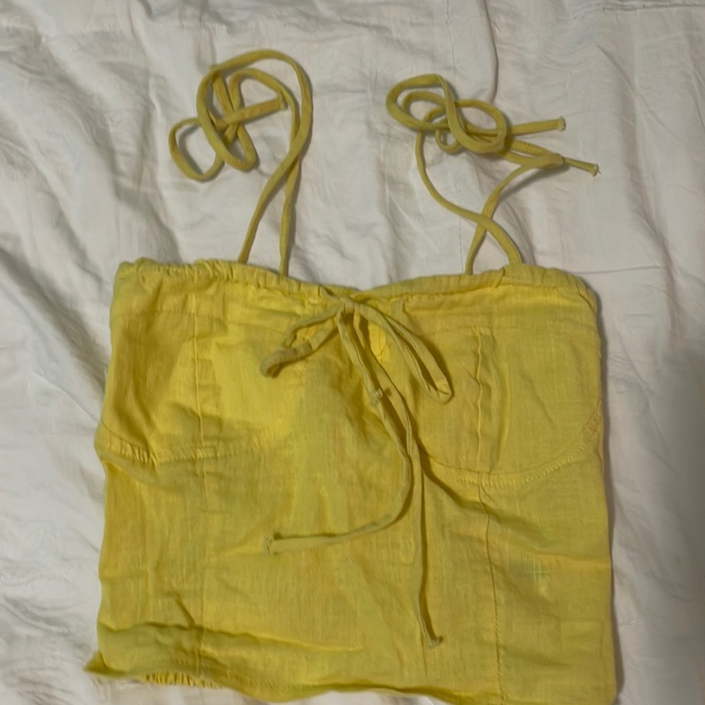 yellow tank top with tied straps